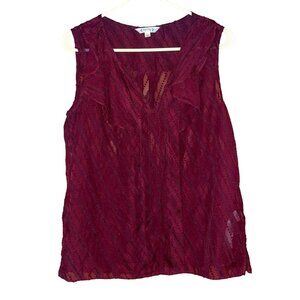 Nanette Lepore Burgundy Sleeveless Blouse M Polyester Womens Top